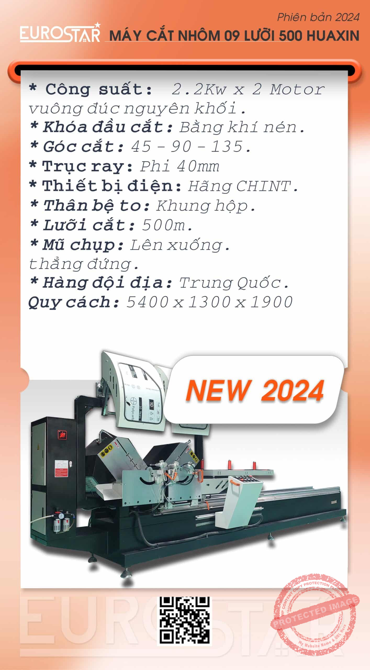 MÁY CẮT 09 LƯỠI 500 HUAXIN Máy cắt Nhôm 09 Lưỡi 500 HUAXIN