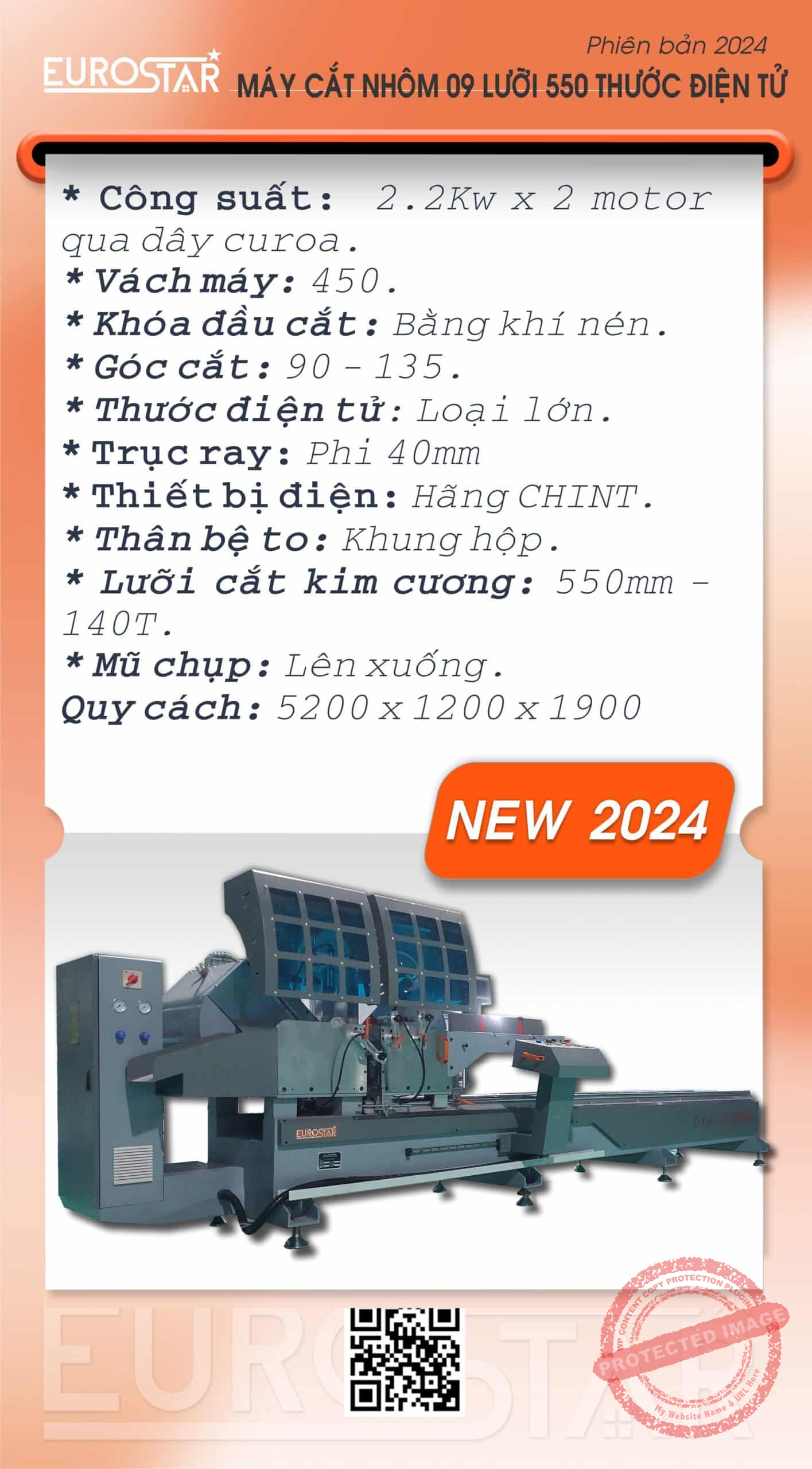 Máy cắt nhôm 2 đầu lưỡi kim cương 550mm - Thước điện tử