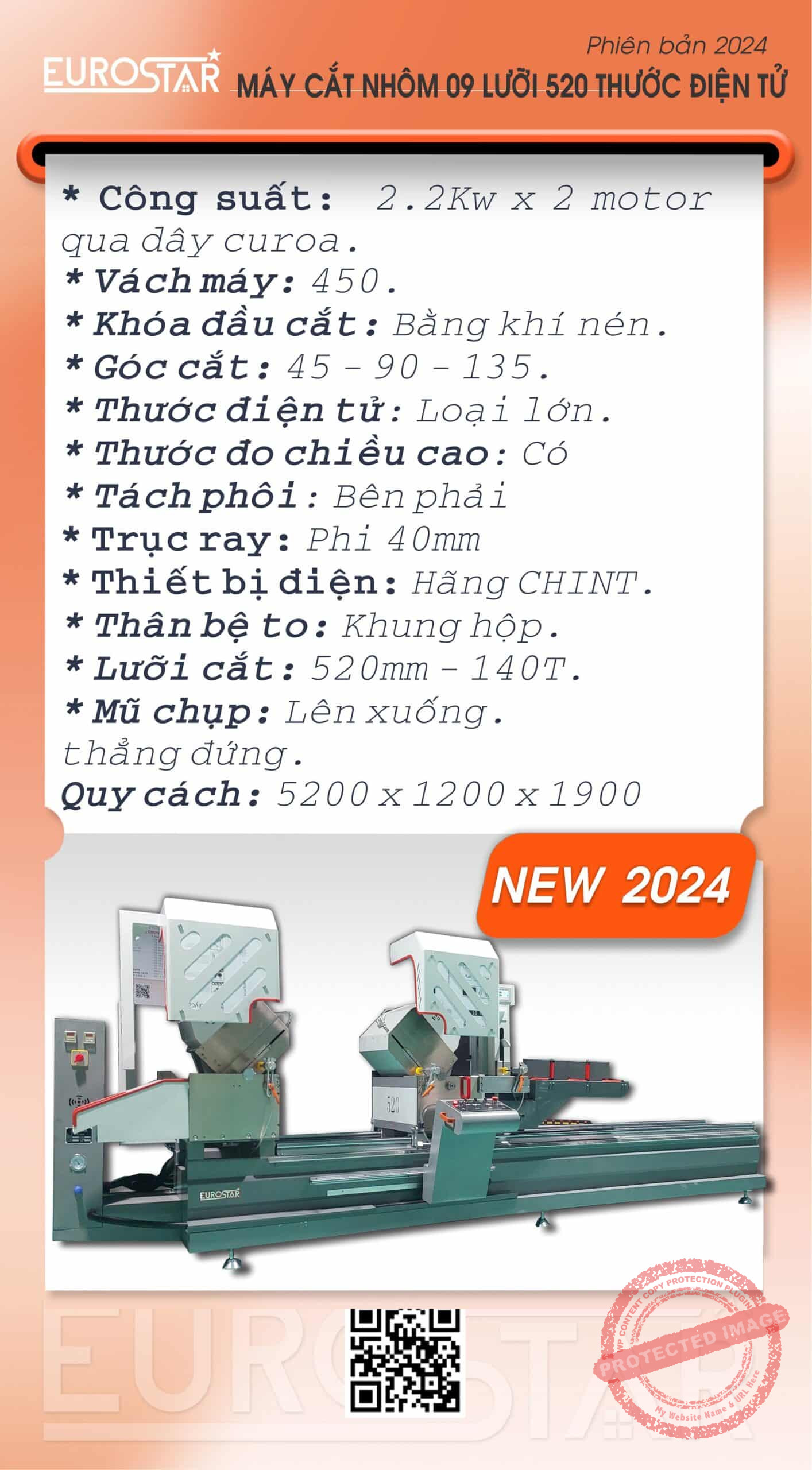 Máy cắt nhôm 2 đầu 09 lưỡi Eurostar