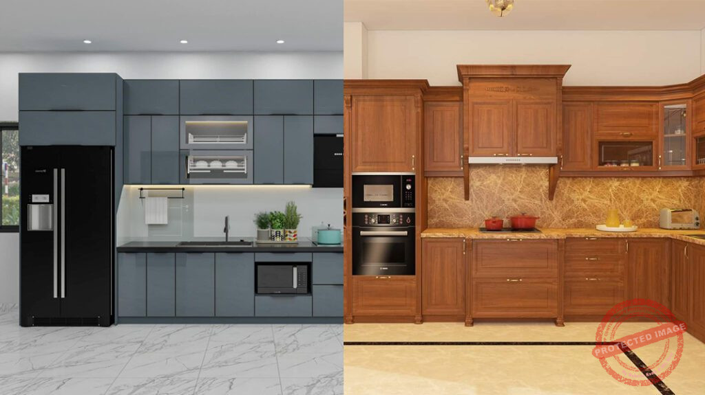 Tủ bếp nhôm kính vs gỗ An Cường - Chi phí & lựa chọn tối ưu