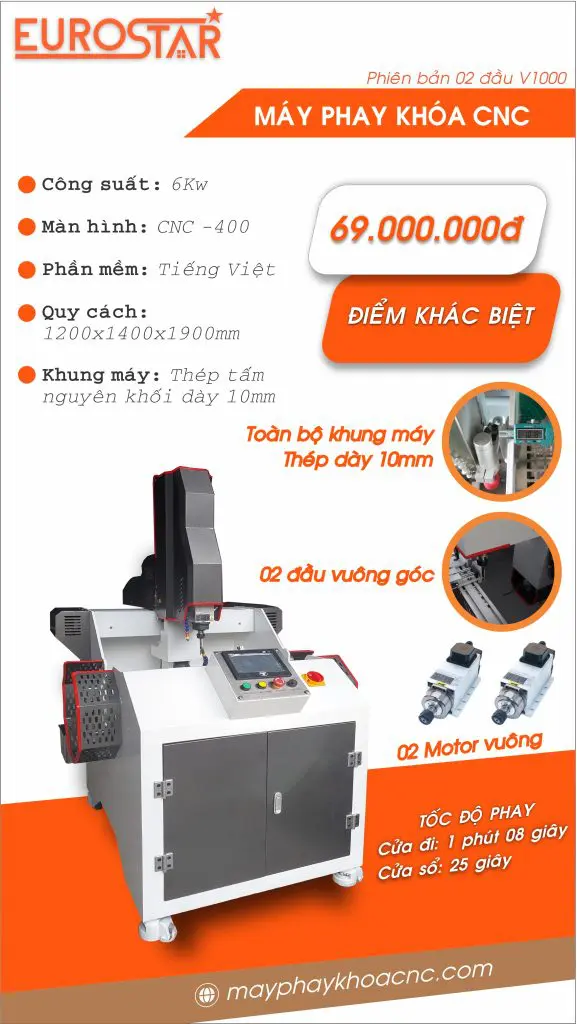 MÁY PHAY KHÓA 2 ĐẦU CNC V1000